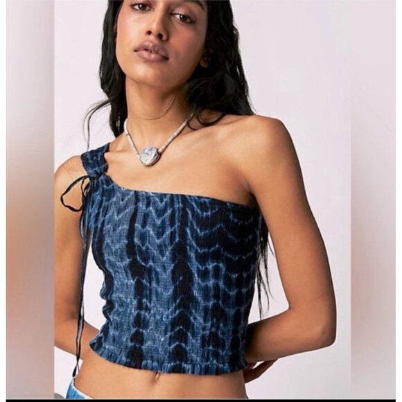 Free People FP One New Kalli One Shoulder Top – Size XL – Blue Tie-dye - Picture 5 of 9